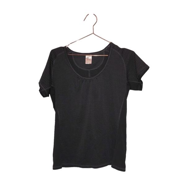The North Face Black and Gray Striped Athletic Scoop Neck Tee Size Large - Picture 1 of 7
